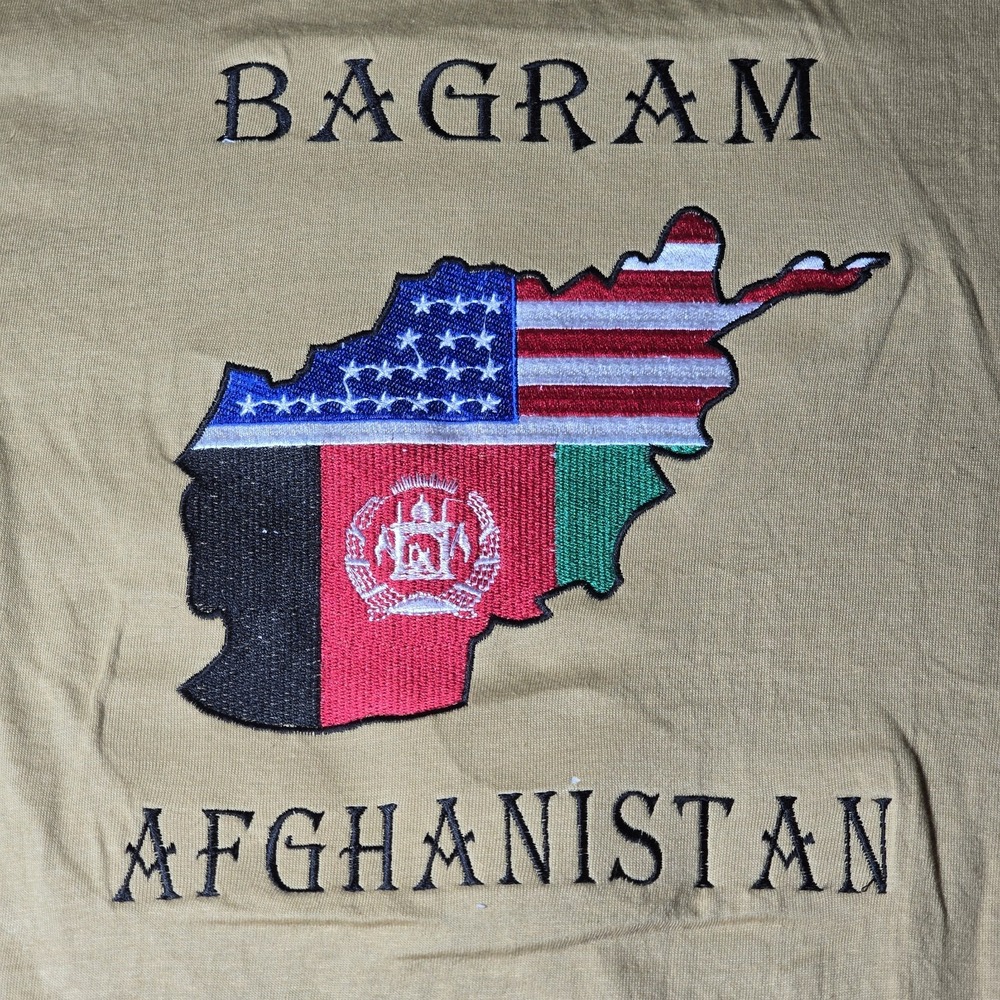 Bagram Afghanistan Front & Back Embroidered T-Shirt BIG BACKHIT Sz XL
